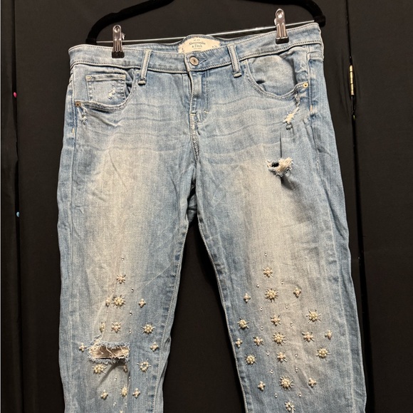 Abercrombie & Fitch Denim - Abercrombie & Fitch Boyfriend Jeans with Bead & Pearl accents